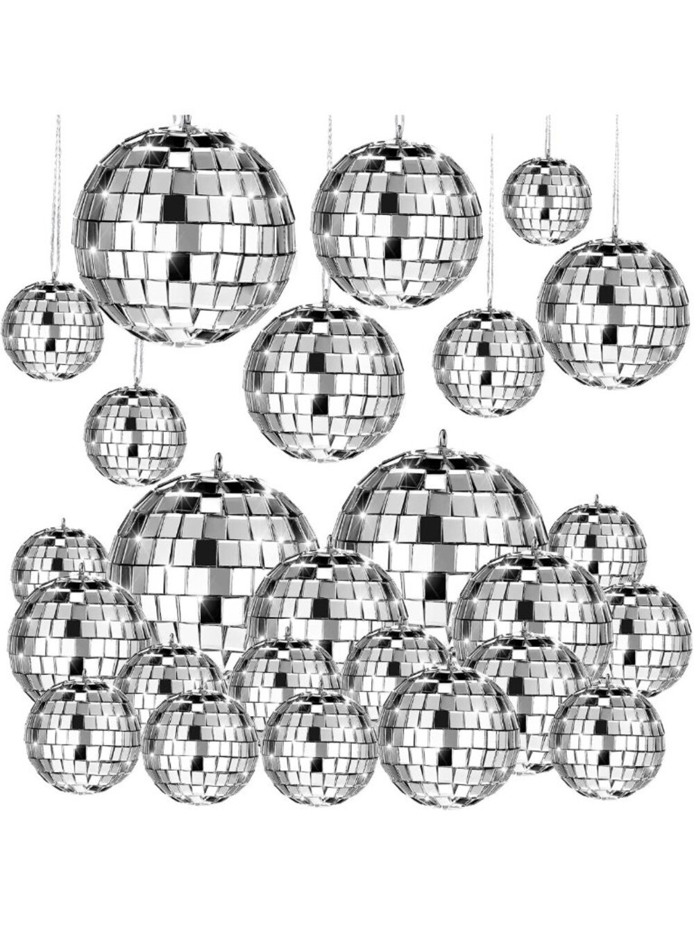 20 Pcs Assorted Size Disco Ball Ornaments for Party Decor & Home Decoration